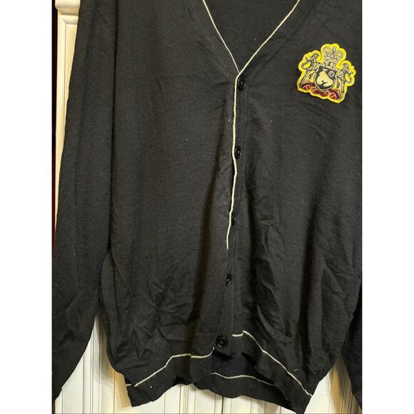 Money Men's Crest Logo V-Neck Button Front Cardigan Sweater Black Size XXL - Picture 2 of 12